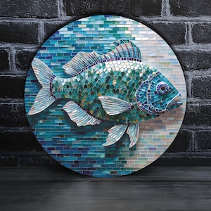 Tempered Glass Wall Art-Fish School Wall Art Gift-Circle Wall Art-Tempered Glass Art-Stained Fish Wall Art-Glass Printing-Aquarium Wall Art
