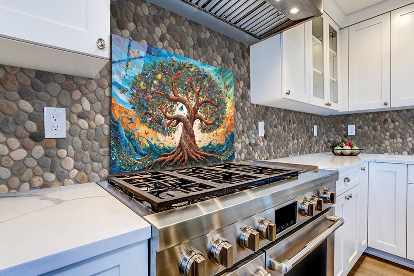 Tempered Glass Backsplash Tile-tree Backsplash Tiles-dark Backsplash ...