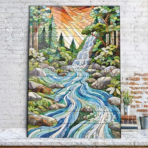 Waterfall Wall Art, Tempered Glass Wall Art, Glass Printing, Large Glass Wall Art, Modern Glass Art, Wall Hangings, Mosaic Look Wall Art