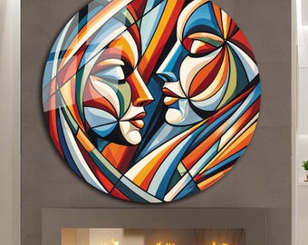Pablo Picasso Inspired Wall Art, Tempered Glass Wall Art, Glass Printing, Large Glass Wall Art, Wall Hangings, Cubism Wall Art, Modern Glass