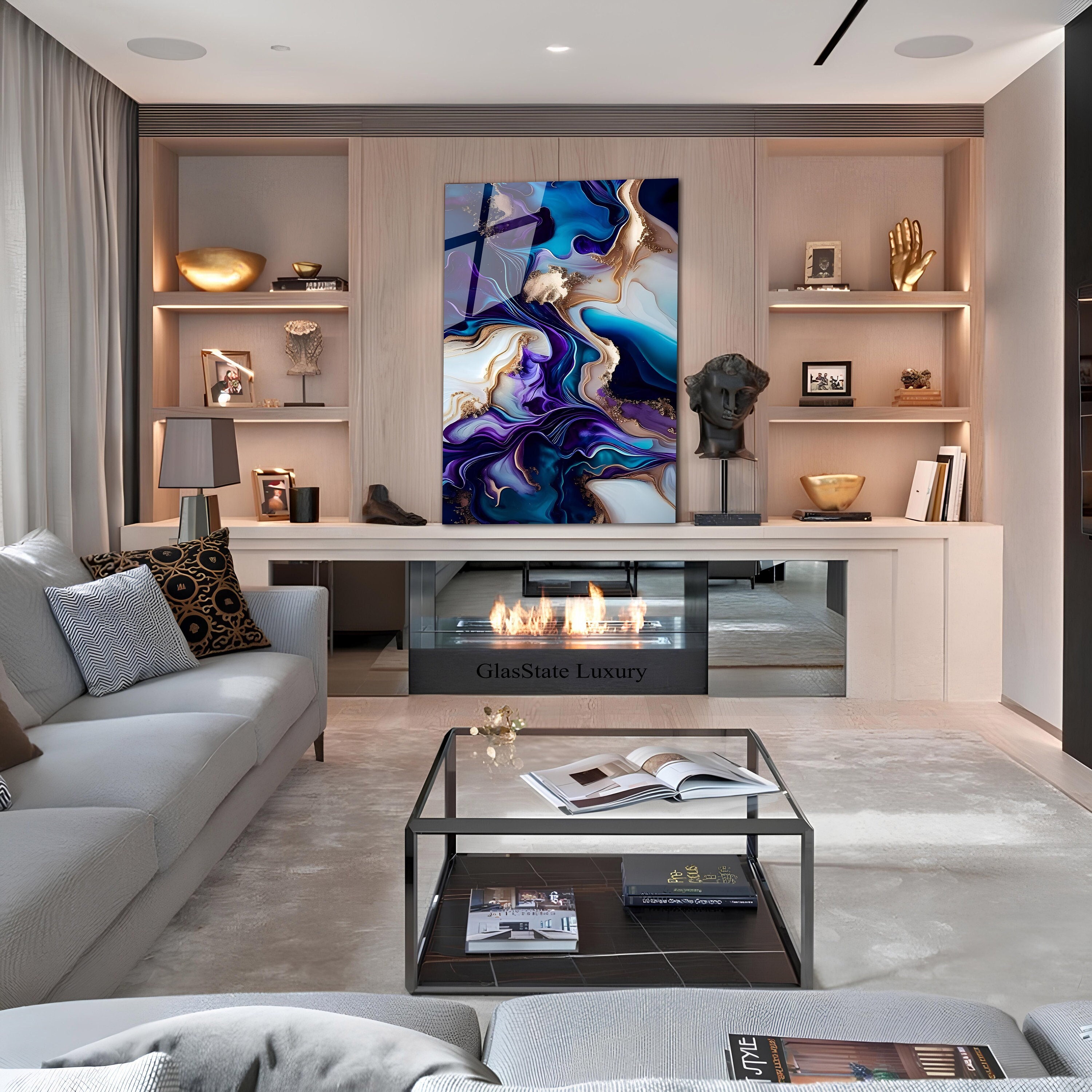 Tempered Glass Wall Art, Extra Large Wall Decor, Living Room Home Decor