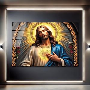 Jesus Tempered Glass Wall Art, Christ Wall Art, Jesus of Nazareth, Stained Glass Art, Glass Printing Wall Art Decor, Religious Wall Art Gift