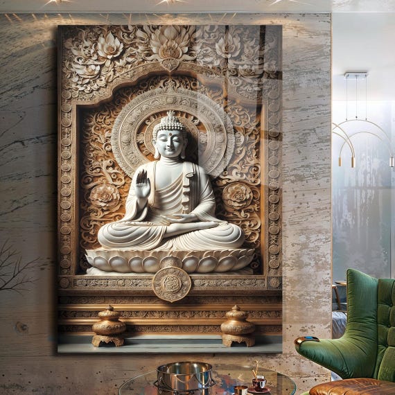 新品 仏陀 立体アートパネル クリスタル装飾 壁掛け　36×36 Buddha Lord Buddha Tempered Glass Wall Art, Buddha Wall Decor, Buddhism