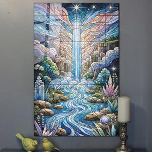 Waterfall Wall Art, Tempered Glass Wall Art, Glass Printing, Large Glass Wall Art, Modern Glass Art, Wall Hangings, Mosaic Look Wall Art