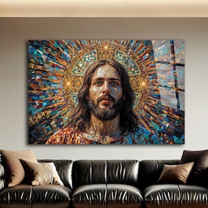 Jesus Tempered Glass Wall Art, Christ Wall Art, Jesus of Nazareth, Stained Glass Art, Glass Printing Wall Art Decor, Religious Wall Art Gift