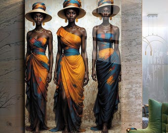 African Woman Wall Art, Black Woman Fashion Wall Art,Tempered Glass Wall Art,Glass Printing,Large Glass Wall Art,African Art,African Culture