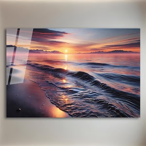 Tempered Glass Wall Art / Ocean Sunset Wall Art / Wall Decor / Large Wall Art / Ocean Sunset Window Decor / Christmas Gift