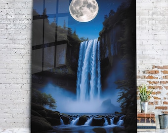 Waterfall Wall Art, Tempered Glass Wall Art, Glass Printing, Large Glass Wall Art, Modern Glass Art, Wall Hangings, Landscape Wall Art