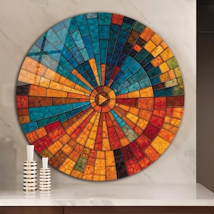 Tempered Glass Wall Art-Stained Look Round Wall Art Gift-Circle Wall Art-Tempered Glass Art-Glass Wall Decor-Abstract Glass Art-Round Decor