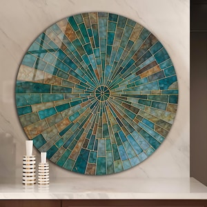Tempered Glass Wall Art-Stained Look Round Wall Art Gift-Circle Wall Art-Tempered Glass Art-Glass Wall Decor-Abstract Glass Art-Round Decor