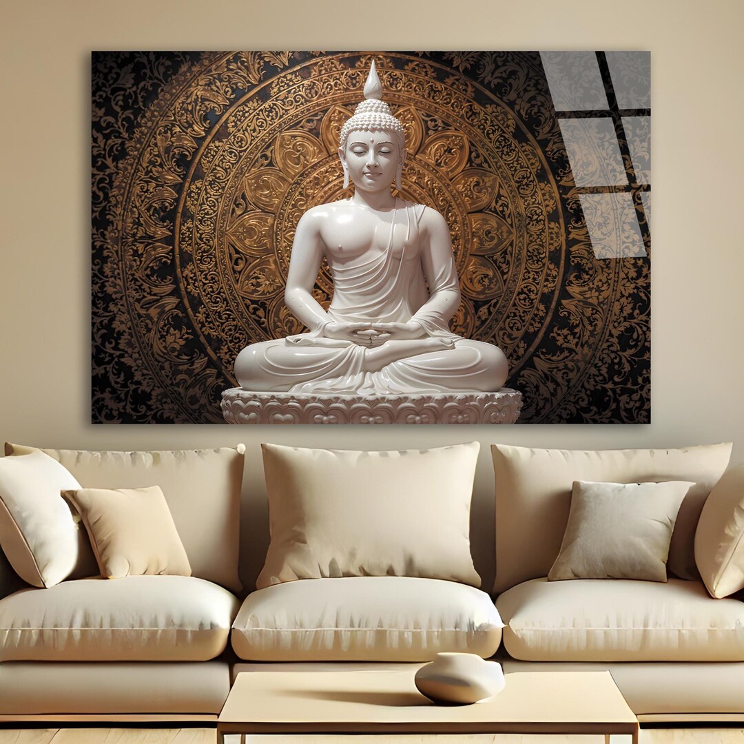 Tempered Glass Wall Art,gold Buddha Wall Art, Buddha Wall Decor,buddha ...