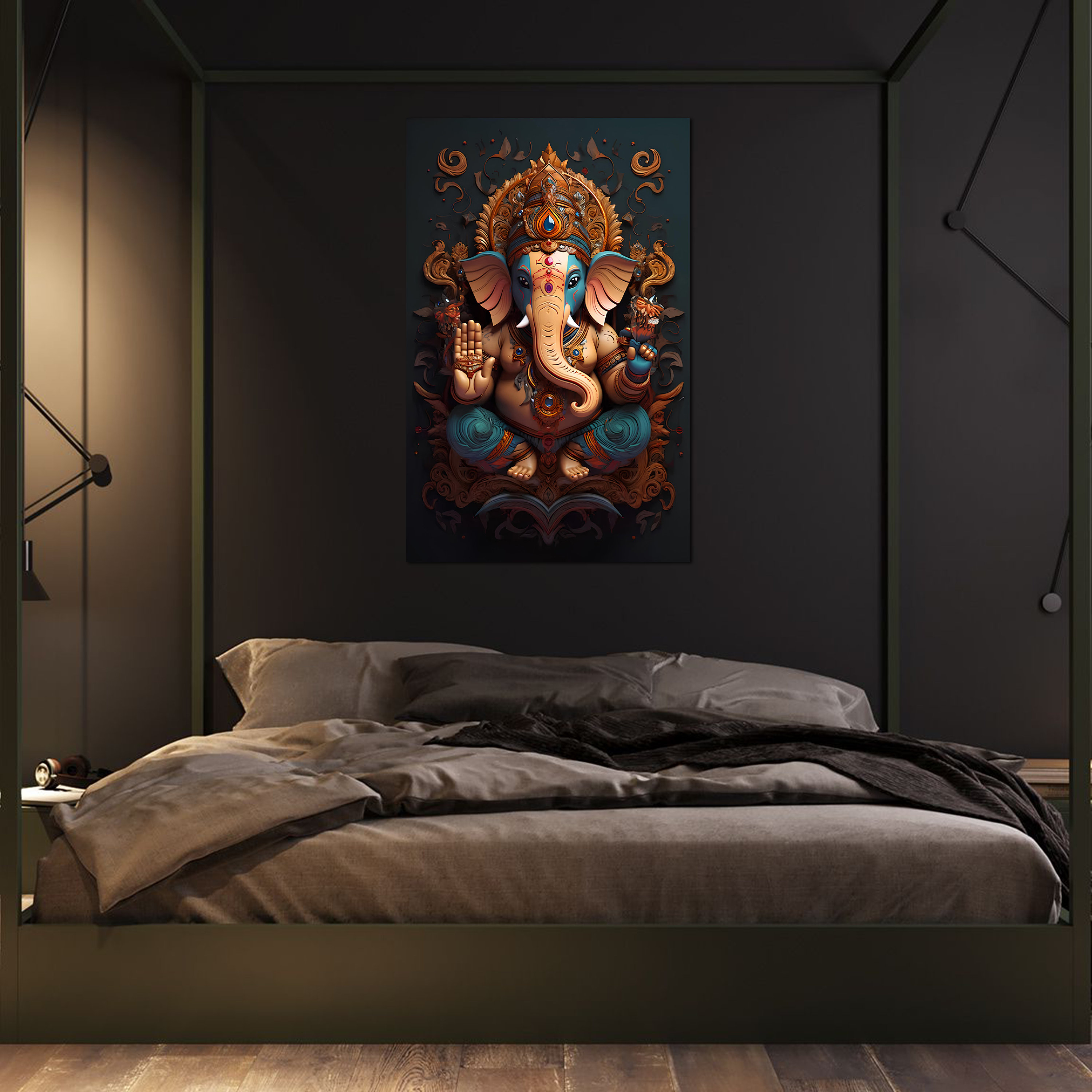 Ganesh Wall Art, Tempered Glass Wall Art, Glass Printing, Extra Large