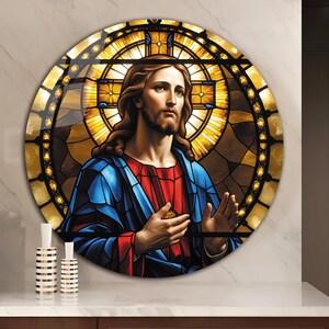 Jesus Tempered Glass Wall Art, Christ Wall Art, Jesus of Nazareth, Stained Glass Art, Glass Printing Wall Art Decor, Religious Wall Art Gift