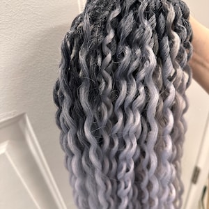 Synthetic dreadlock extensions curly full set dreads double ended 26” black to white