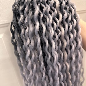 Synthetic dreadlock extensions curly full set dreads double ended 26” black to white