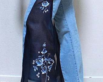 Upcycled Embroidered Flare Bell Bottom Jeans