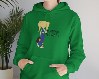 Women's Hooded Sweatshirt - Shopping is Therapy
