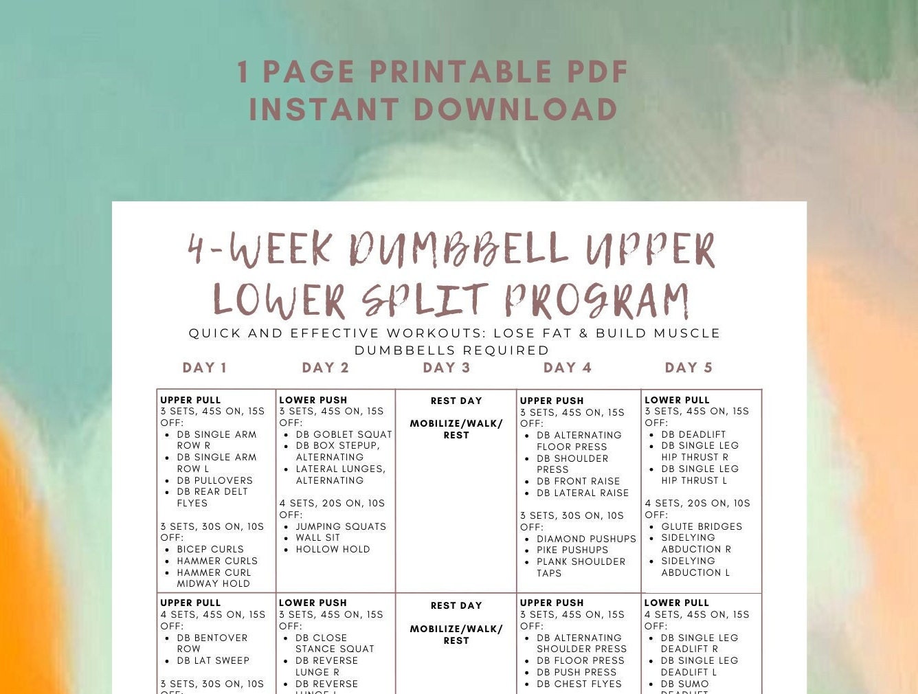 4 day upper lower dumbbell split hotsell