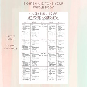 4 Week Full Body at Home Workout, Full Body Tighten and Tone, Beginner ...