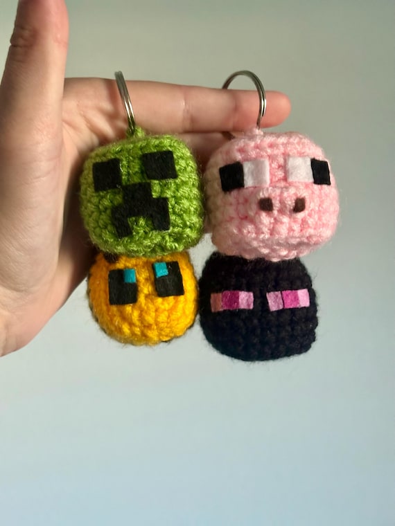 Minecraft-Inspired Crochet Keychains