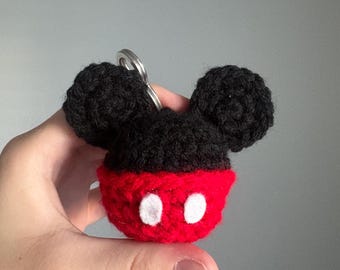 Crocheted Mickey Mouse-Inspired Keychain