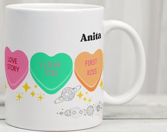 Personalised Love Heart Sweet Mug, Funny Couple, Valentines for Girlfriend, Romantic Gift, Valentines Day Gift for Him, Funny Mug