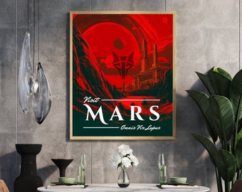 Red Rising Mars Travel Poster: Science Fiction Wall Art, Sci-Fi Book Lover Gift