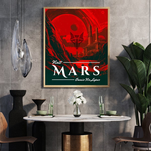 Mars Travel Poster, Red Rising Print, Omnis Vir Lupus, Red Rising Wall Art Print, Science Fiction Home Decor, Gift for Book Lovers, Nerd