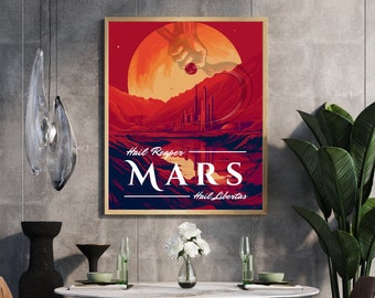 Mars Travel Poster, Red Rising Print, Hail Reaper, Red Rising Wall Art Print, Science Fiction Home Decor, Gift for Book Lovers, Nerd Gift