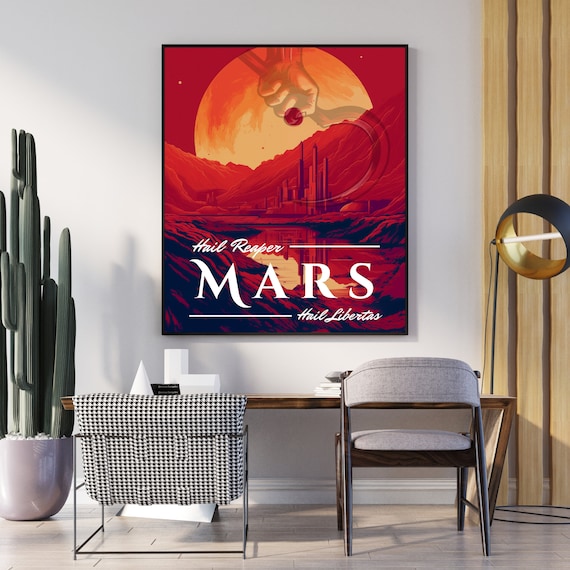 Mars Travel Poster, Red Rising Print, Hail Reaper, Red Rising Wall