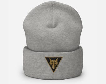 Red Rising Howler Embroidered Cuffed Beanie: Omnis Vir Lupus, Red Rising Merch, SciFi Gift for Him Her, Bookish Gift, Wolf Crest Winter Cap
