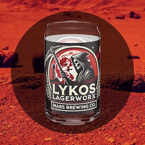 Red Rising Beer Glass (1 Glass): Lykos Lagerworx Can-Shaped Glass, Hail Reaper