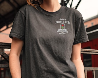 Belle Book Club Shirt: Embroidered Bookish Tee | Vintage Style Reading Shirt For Women | Book Lover Gift