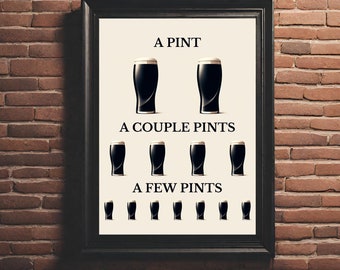 Pints Art Print, Guinness, Guinness Poster, Guinness Art Print, Fathers Day Gift, St Patricks Day, Beer Lovers, Home Bar Decor, Beer Art