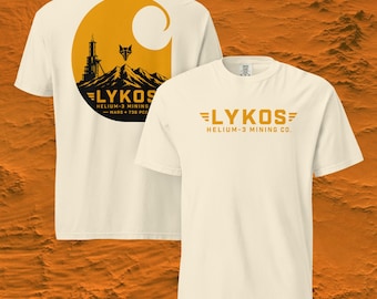 Camiseta de Lykos Helium-3 Mining Co., camiseta gráfica inspirada en Red Rising, camiseta de ropa de trabajo vintage, regalo de Red Rising.