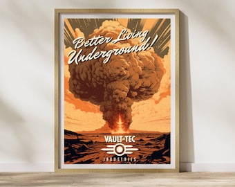 Stampa artistica vintage di Fallout: Vault-Tec 'Una vita migliore sottoterra'