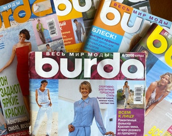 2000 Burda Vintage Russische Zeitschrift Mode Kleid Schnittmuster Nähen Muster DIY Burda Мо etwa kleidsam