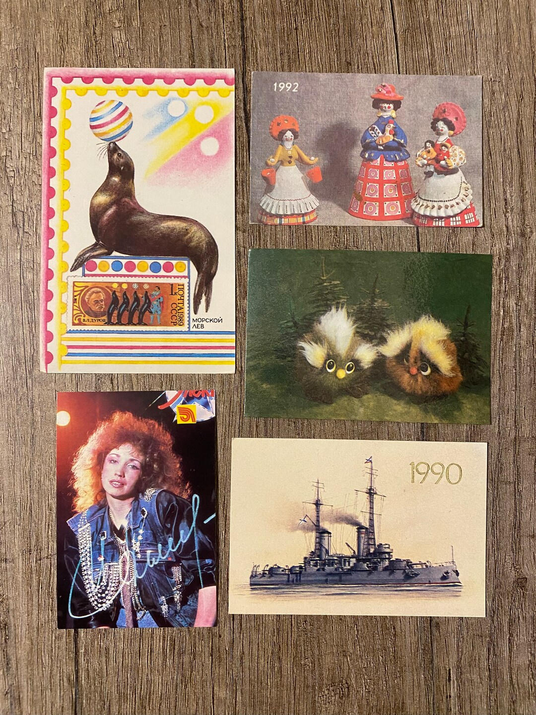 1990s 5 Pcs Mix Pocket Calendars Vintage Russian Pocket Calendar
