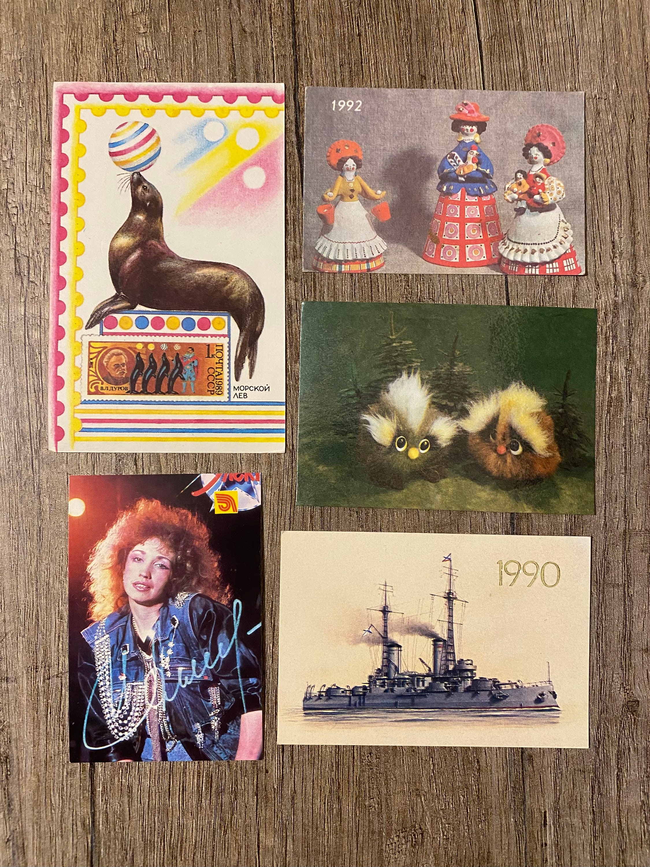 1990s 5 Pcs Mix Pocket Calendars Vintage Russian Pocket Calendar