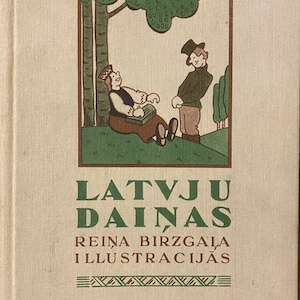 1990 Latvju Daiņas Ilustrowana zabytkowa łotewska książka z piosenkami poetyckimi Dainas