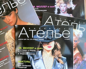2001 4 Stück Ателье Vintage Russian Magazine Fashion Dress DIY Мода Rundschau