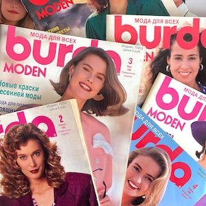 1989 Burda Moden Vintage Russian Magazine Fashion Dress Pattern Modello di cucito fai da te Burda