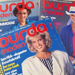 1986 Burda Vintage rivista tedesca moda abito modello cartamodello fai da te Burda Die Ganze Welt der Mode