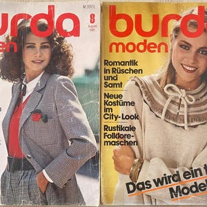 1981 Burda Vintage Magazin Mode Kleid Schnittmuster Schnittmuster DIY Burda Die ganze Welt der Mode