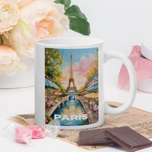 Paris Souvenir France Travel Eiffel Tower Mug Gift for girlfriend Travel Mug Gift for Her In my travel era tea cup Coffee Mug for Boyfriend