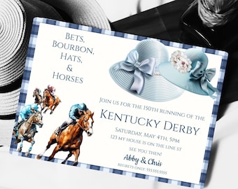 Horse Racing Party- Derby Invite- Derby Party Invitation- Run For The Roses Invitation- Editable Template- Instant Download- Derby Hat Party