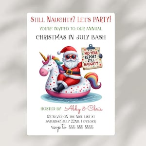 Christmas In July Party Invite Summer Santa Holiday Party Christmas Printable Invitation  Party Template Digital Invitation- CJ