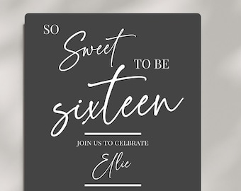 Sweet Sixteen 16th Birthday Invitation Party Printable Invite Template Black And White Milestone Customizable Digital Birthday Party Invite