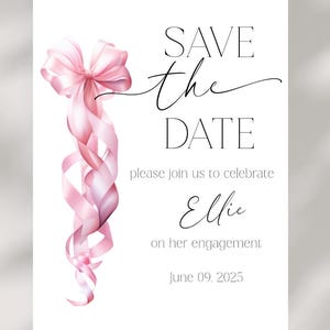Save The Date Love Shack Fancy Pink Bow Bridal Shower Invite Coquette Engagement Pink Editable Save The Date Template Preppy Aesthetic- LS