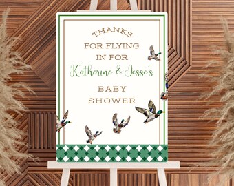Mallard Duck Hunting Baby Shower Little Hunter Large Welcome Sign- Co Ed Shower Duck Poster- Duck Theme Shower- Mallard Shower Decor- GN7